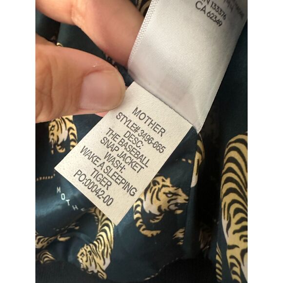 Mother Baseball Faux Fur Snap Jacket Tiger Print Varsity Faux Leather Size XS - Picture 8 of 11